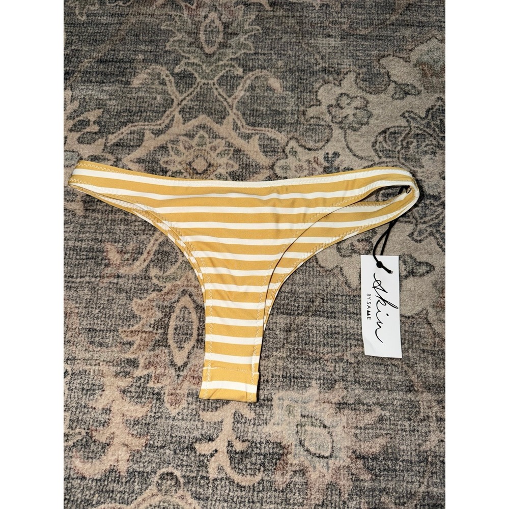 Skin by Same Yellow Striped Bikini Bottom Tanning Bottom